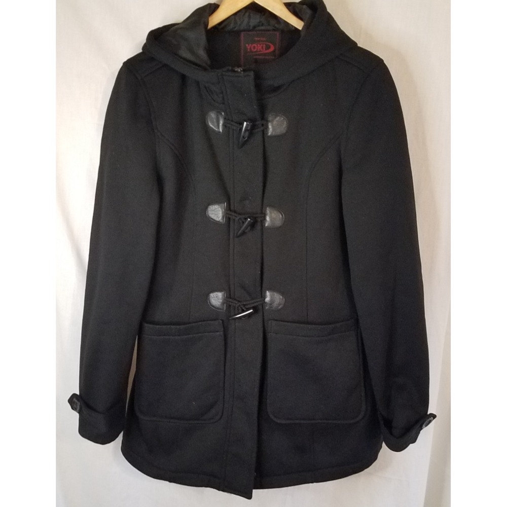 Yoki‎ Y2K Women Hooded Coat Zipper Hook Closure Black S/M? Tag missing JF2774
